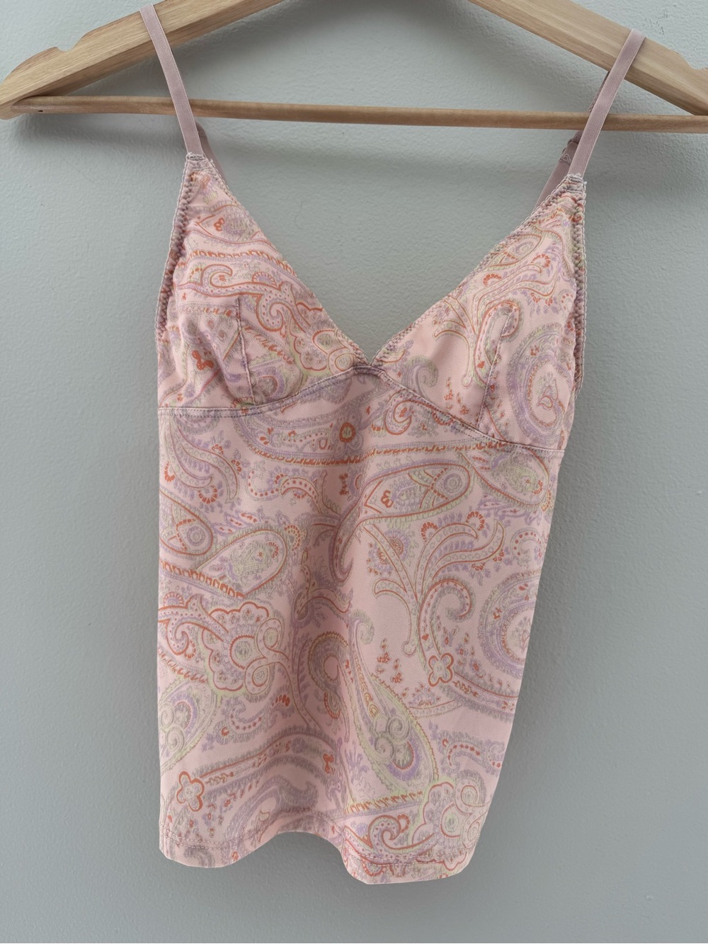 Out From Under UO Mesh Paisley Camisole Small Peach Pink Resort Festival Cami